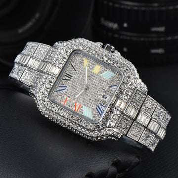 Men's Square Fashion Trend Full Diamond Watch